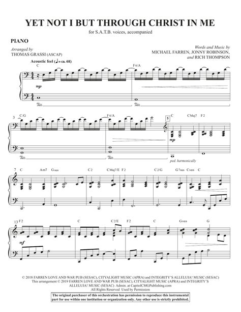 Yet Not I But Through Christ in Me digital sheet music. Contains printable sheet music plus an interactive, downloadable digital sheet music file. Contains complete lyrics Leadsheets typically only contain the lyrics, chord symbols and melody line of a song and are rarely more than one page in length. ...